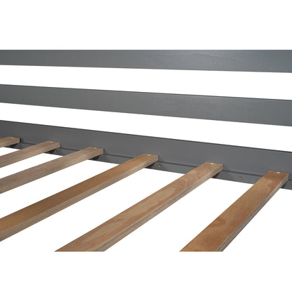 Twin size Loft Bed with Storage Shelves and Ladder-Gray
