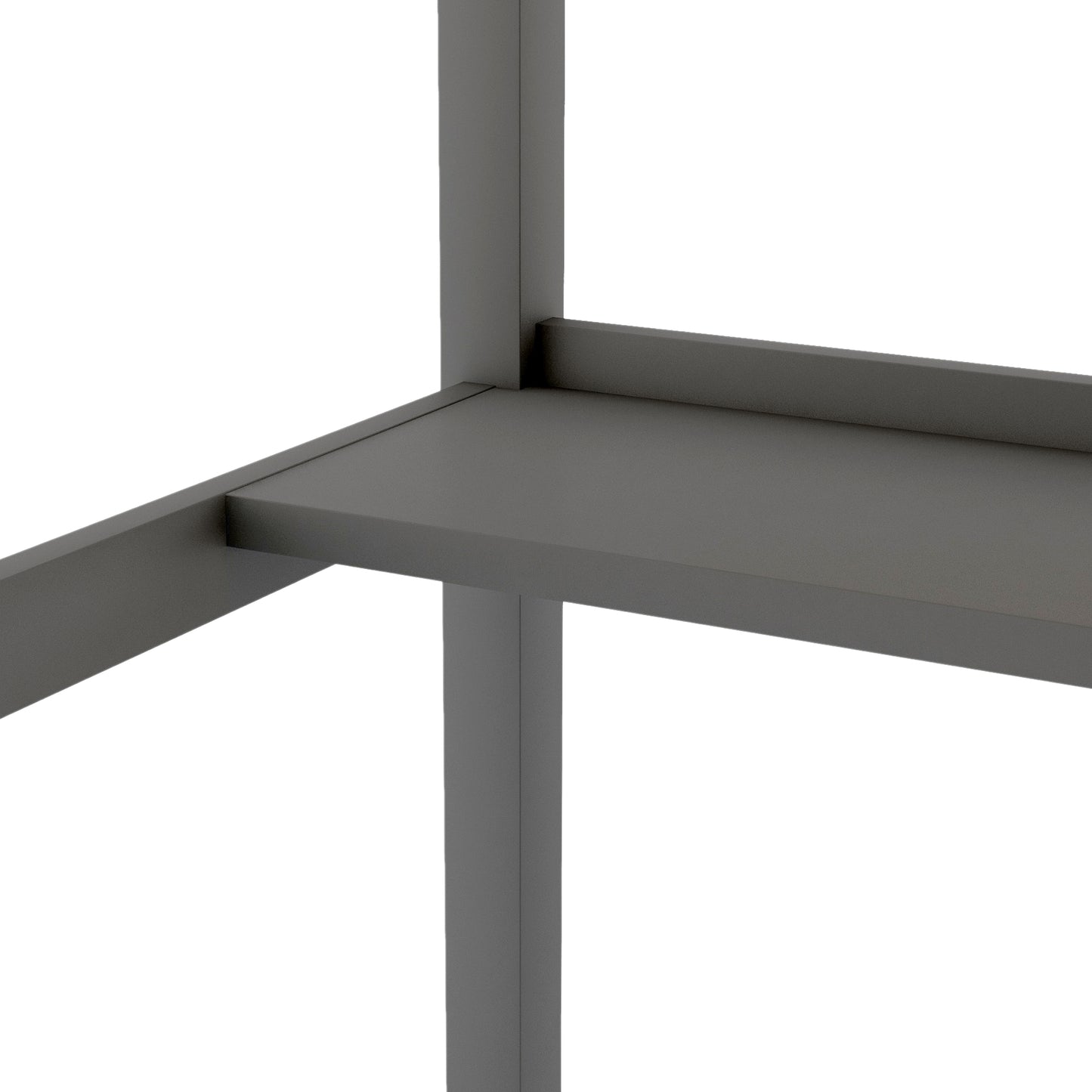Rubber Wooden Full Size Loft Bed with Storage Shelves and Under-bed Desk, Gray