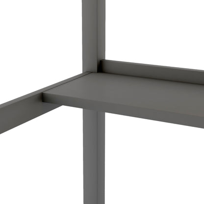 Rubber Wooden Full Size Loft Bed with Storage Shelves and Under-bed Desk, Gray