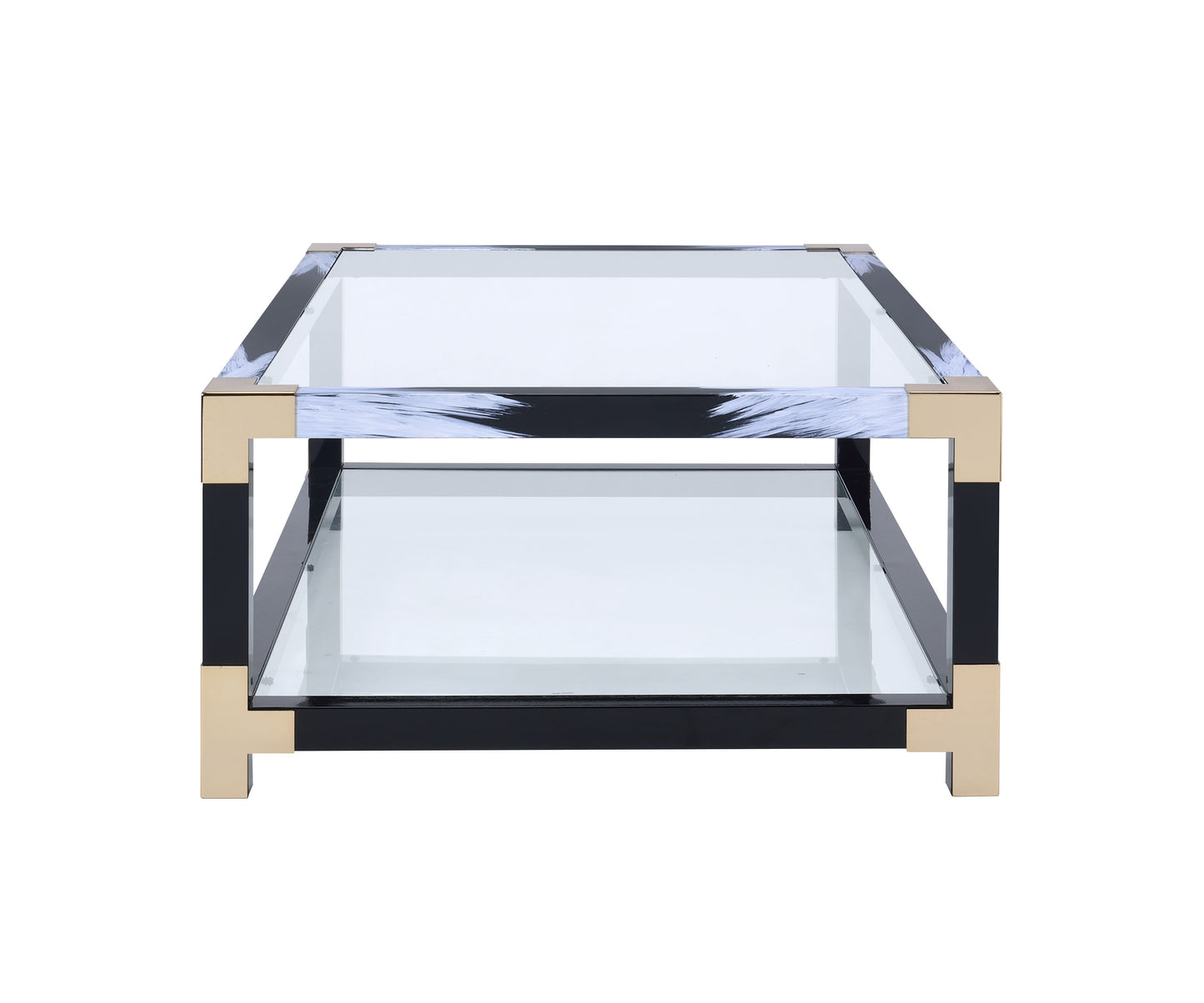 Lafty Coffee Table in White Brushed & Clear Glass 81000