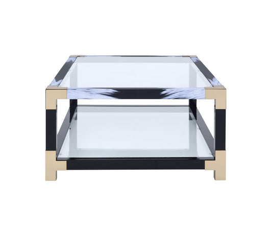 Lafty Coffee Table in White Brushed & Clear Glass 81000