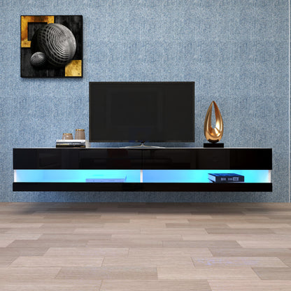 180 Wall Mounted Floating 80& TV Stand with 20 Color LEDs