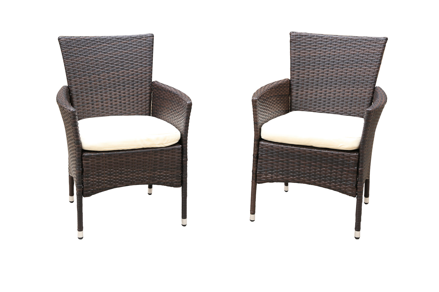 2pcs Patio Rattan Armchair Seat with Removable Cushions