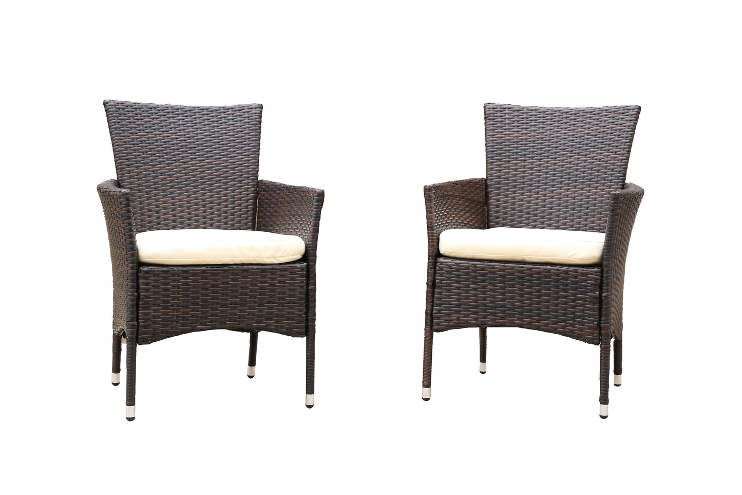 2pcs Patio Rattan Armchair Seat with Removable Cushions