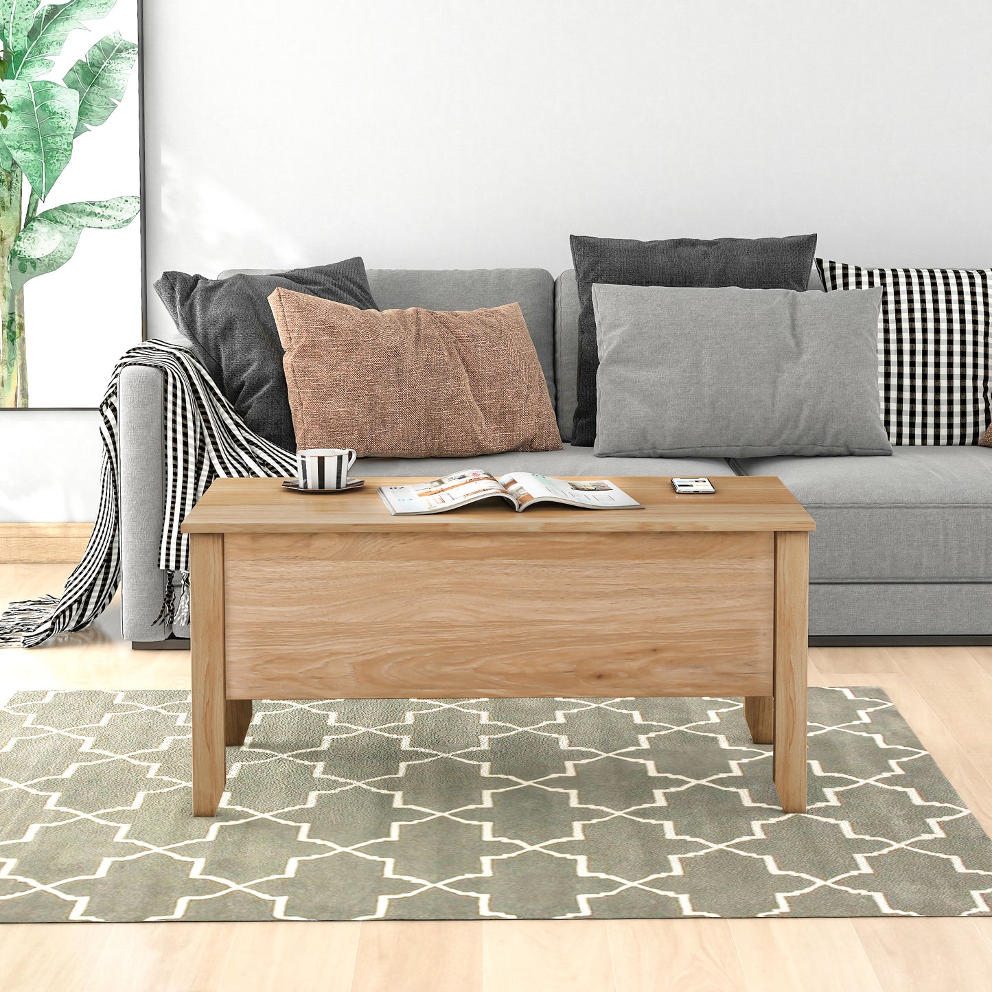 Modern Lift-Top Coffee Table with Storage, Sofa Table For Living Room