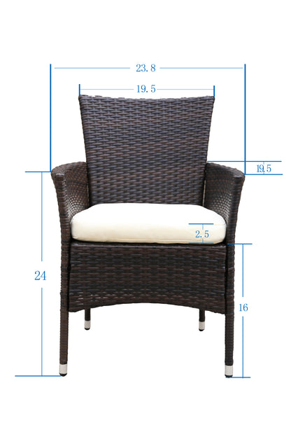 2pcs Patio Rattan Armchair Seat with Removable Cushions