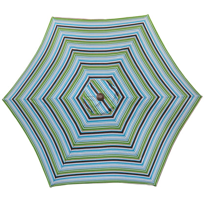 Outdoor Patio 9-Feet Market Table Umbrella with Push Button Tilt and Crank, Blue Stripes[Umbrella Base is not Included]