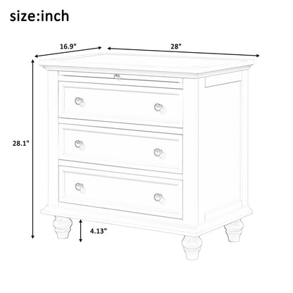 3-Drawer Storage Wood Cabinet, End Table with Pull out Tray