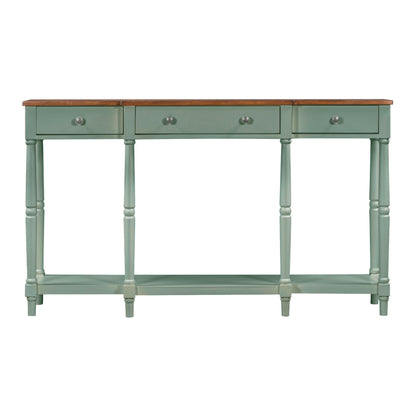 Solid Wood Console Table, Classic Entryway Table with Storage Shelf and Drawer for Home