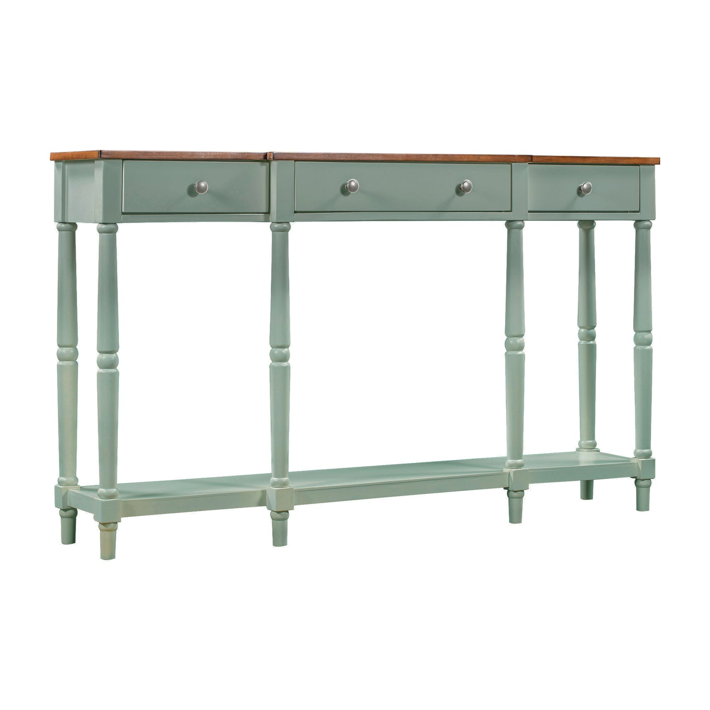 Solid Wood Console Table, Classic Entryway Table with Storage Shelf and Drawer for Home