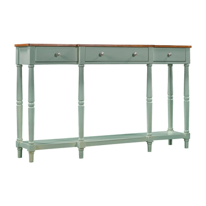 Solid Wood Console Table, Classic Entryway Table with Storage Shelf and Drawer for Home