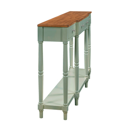 Solid Wood Console Table, Classic Entryway Table with Storage Shelf and Drawer for Home