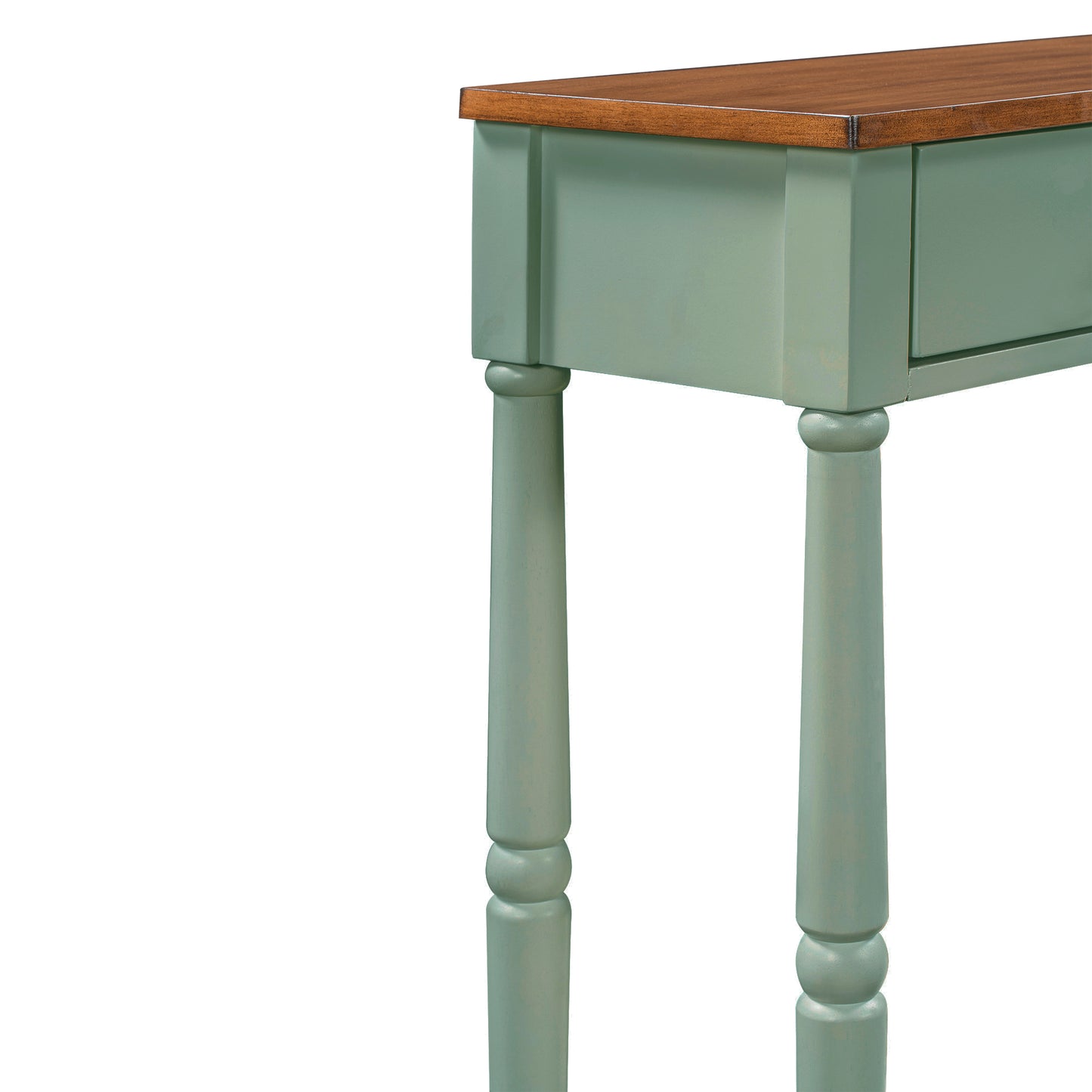 Solid Wood Console Table, Classic Entryway Table with Storage Shelf and Drawer for Home