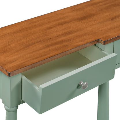 Solid Wood Console Table, Classic Entryway Table with Storage Shelf and Drawer for Home