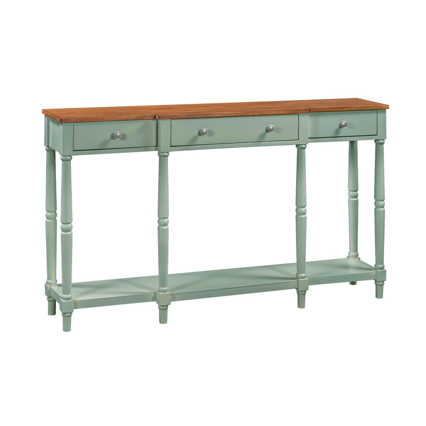 Solid Wood Console Table, Classic Entryway Table with Storage Shelf and Drawer for Home