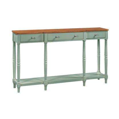 Solid Wood Console Table, Classic Entryway Table with Storage Shelf and Drawer for Home