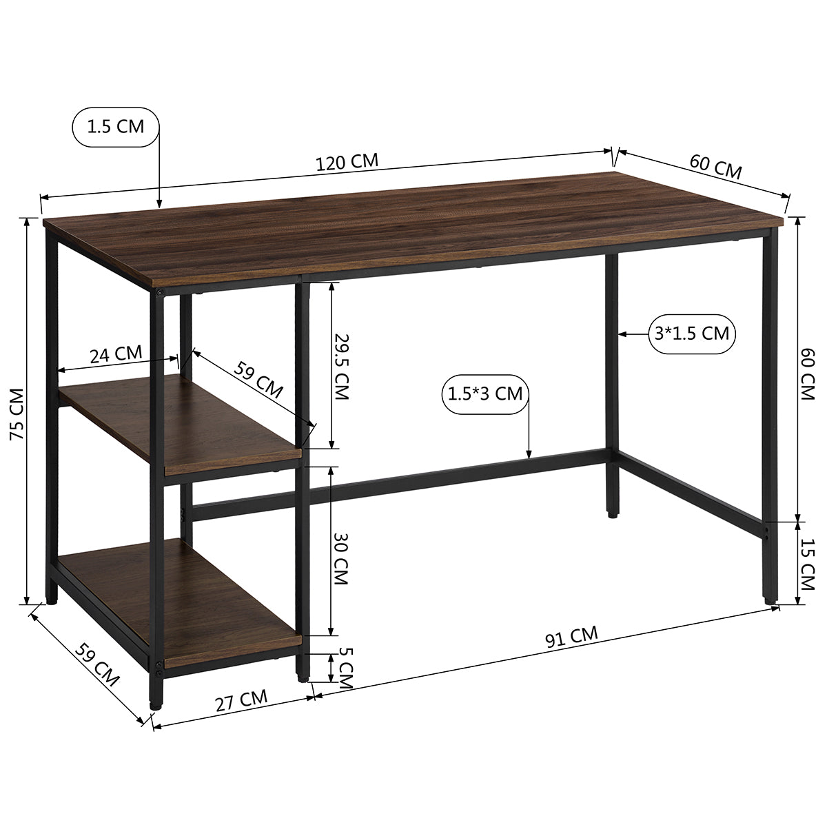 Computer Desk With 2 Layers