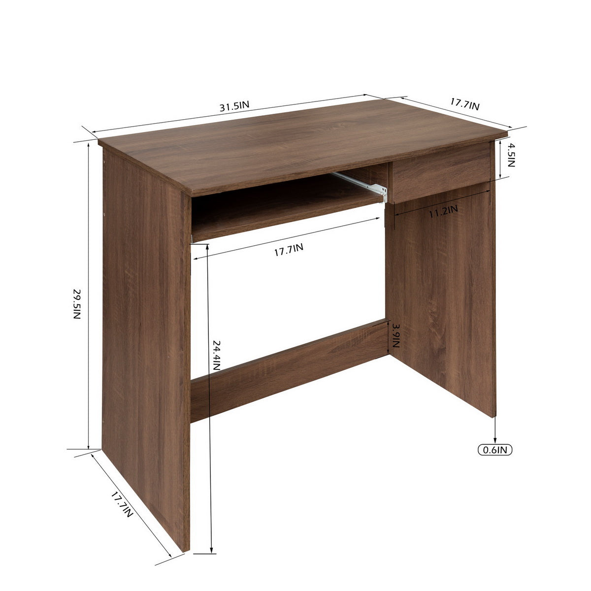 Full Wooden computer desk with 1 drawer and 1 keyboard tray