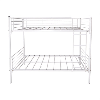 Twin-Over-Twin Bunk Bed with Metal Frame and Ladder, Space-Saving Design White