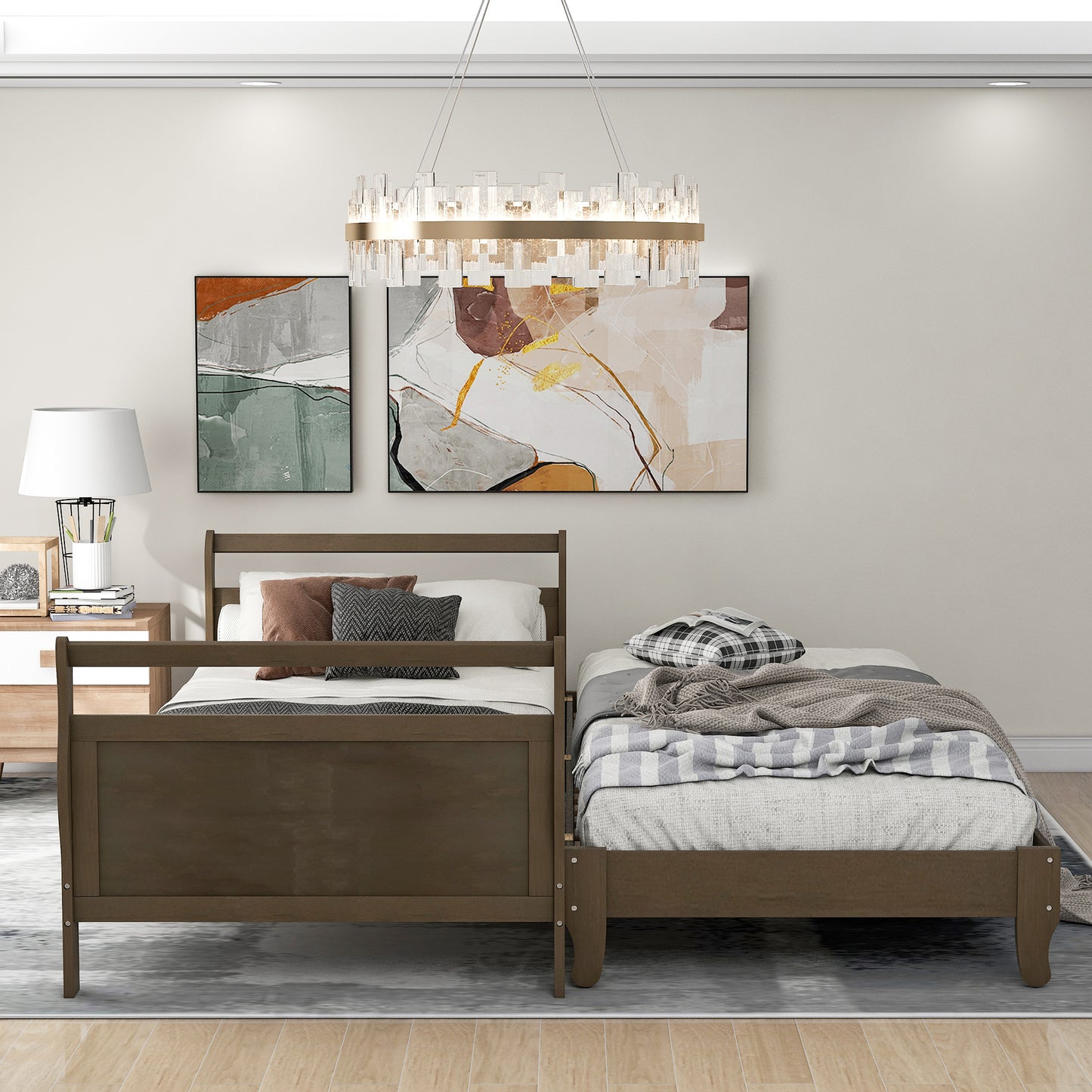 Classic Style Pine Wood Platform Bed（Expected to arrive on 7.5）