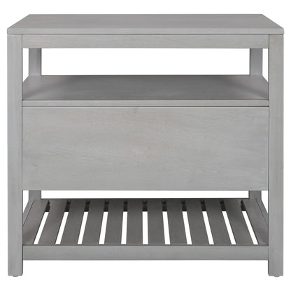 Modern Wooden Nightstand with Drawers Storage for Living Room/Bedroom, Gray(Expected arrival time 8.20)