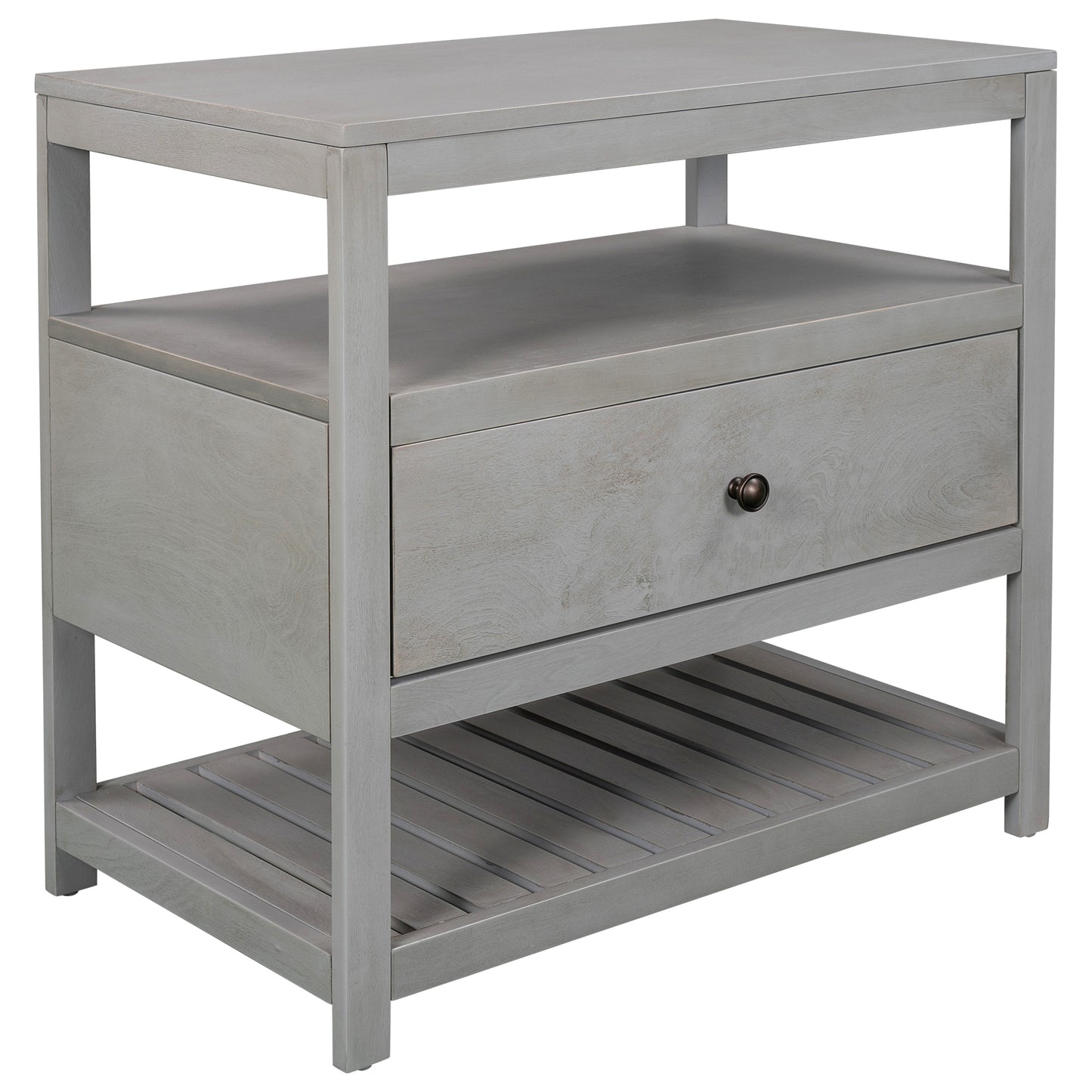 Modern Wooden Nightstand with Drawers Storage for Living Room/Bedroom, Gray(Expected arrival time 8.20)