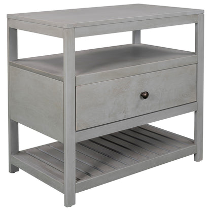 Modern Wooden Nightstand with Drawers Storage for Living Room/Bedroom, Gray(Expected arrival time 8.20)