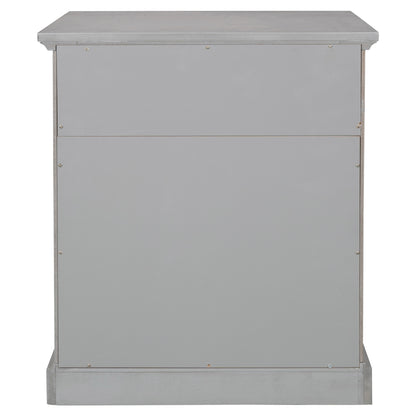 Modern Wooden Nightstand with Drawers Storage for Living Room/Bedroom, Gray(Expected arrival time 8.20)