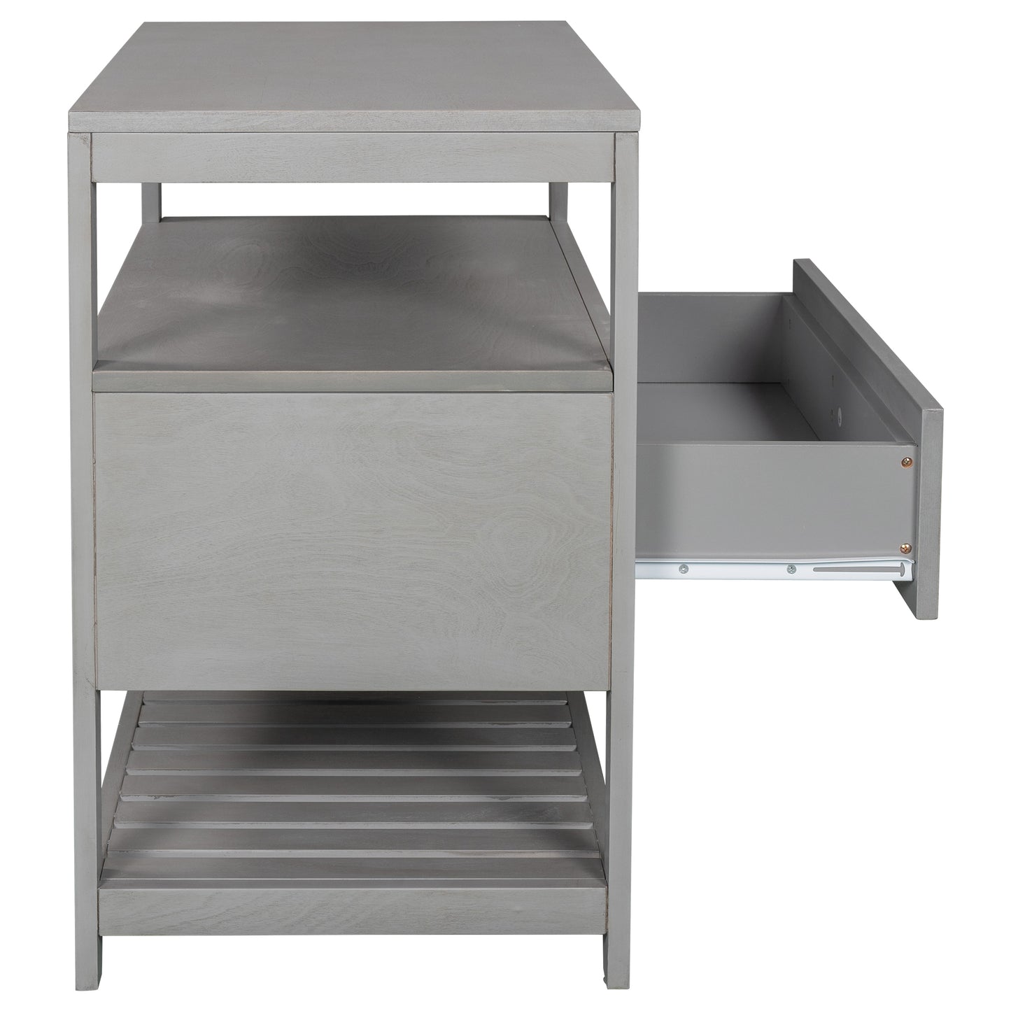 Modern Wooden Nightstand with Drawers Storage for Living Room/Bedroom, Gray(Expected arrival time 8.20)
