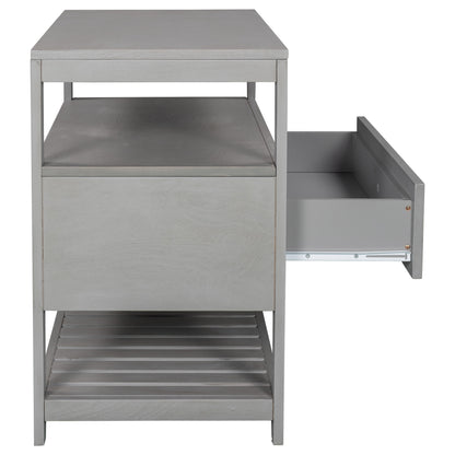 Modern Wooden Nightstand with Drawers Storage for Living Room/Bedroom, Gray(Expected arrival time 8.20)