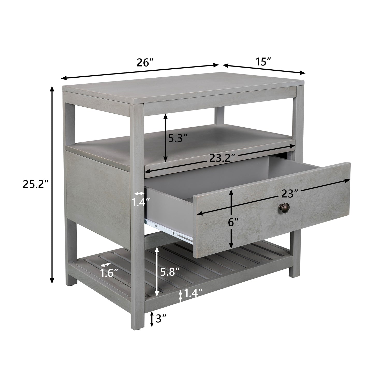 Modern Wooden Nightstand with Drawers Storage for Living Room/Bedroom, Gray(Expected arrival time 8.20)