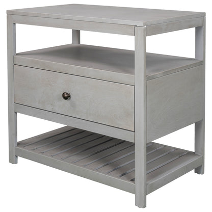 Modern Wooden Nightstand with Drawers Storage for Living Room/Bedroom, Gray(Expected arrival time 8.20)