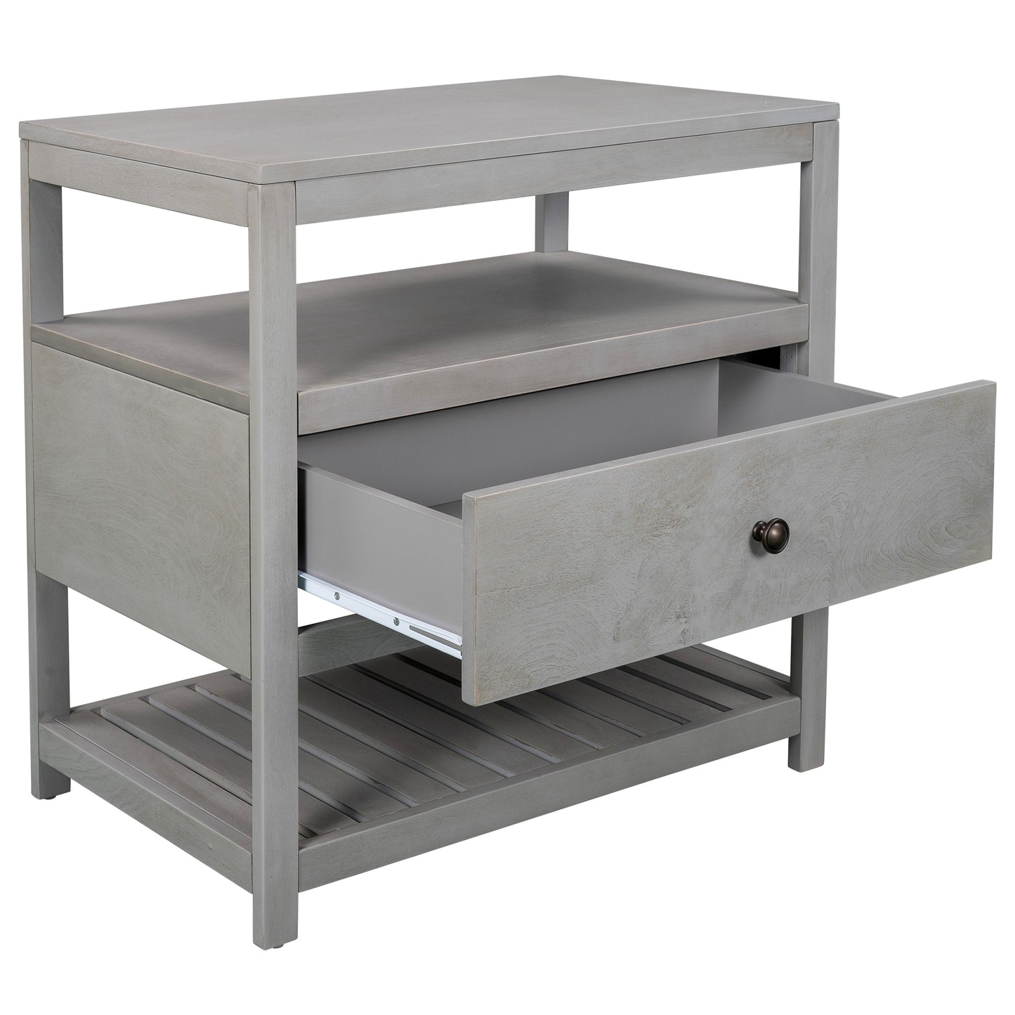 Modern Wooden Nightstand with Drawers Storage for Living Room/Bedroom, Gray(Expected arrival time 8.20)