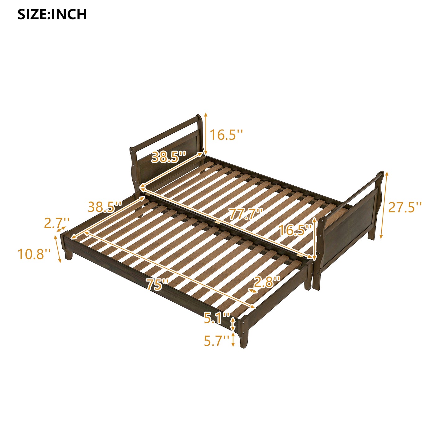 Classic Style Pine Wood Platform Bed（Expected to arrive on 7.5）