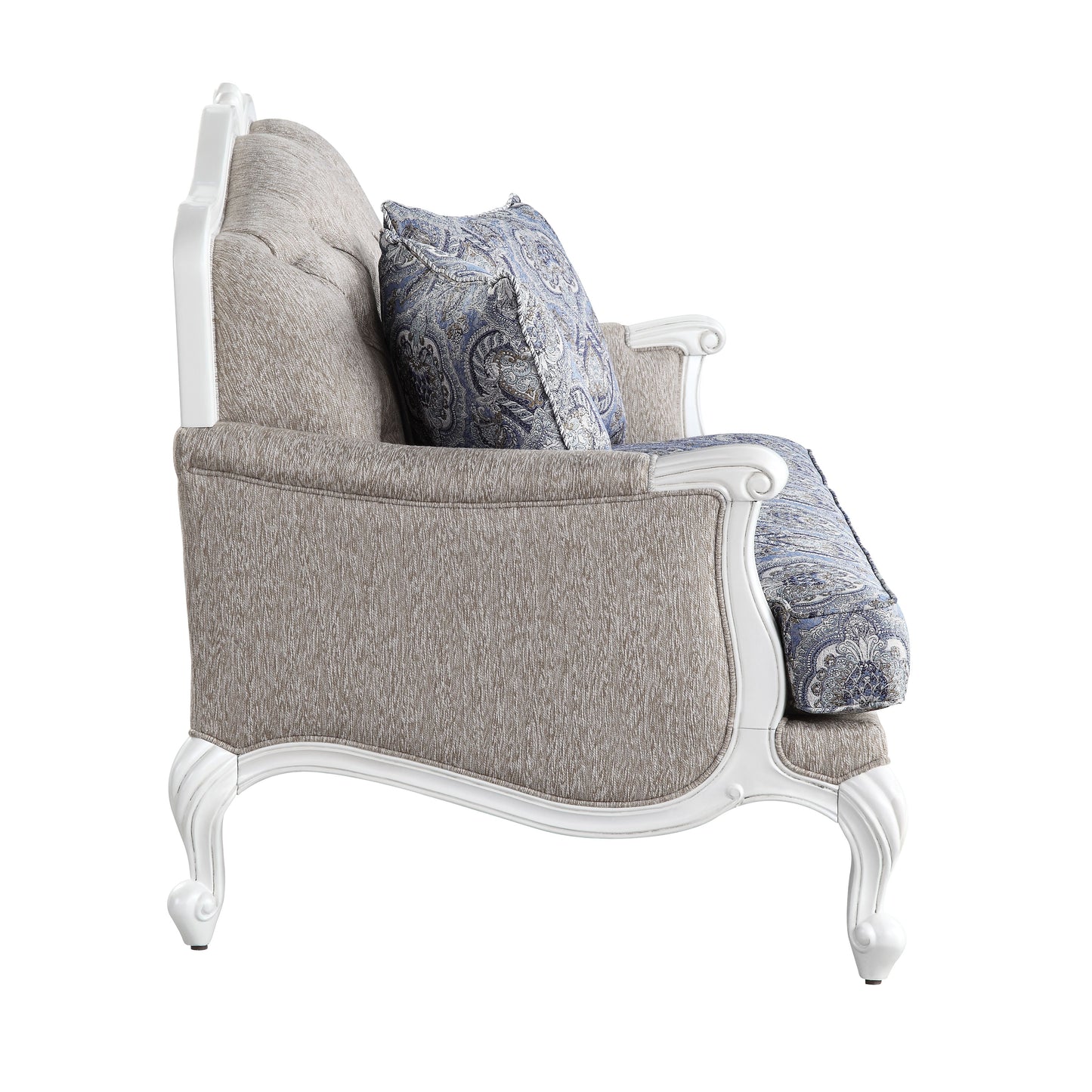 Ciddrenar Loveseat w/3 pillows, Fabric  White Finish 54311