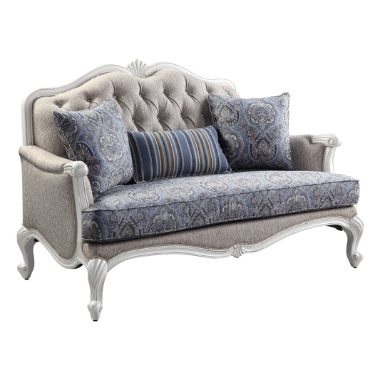 Ciddrenar Loveseat w/3 pillows, Fabric  White Finish 54311