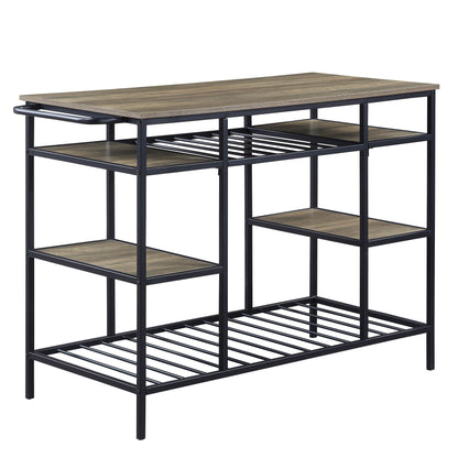 Lona Kitchen Island, Rustic Oak  Black Finish AC00325