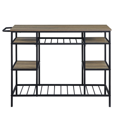 Lona Kitchen Island, Rustic Oak  Black Finish AC00325