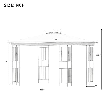 Patio Gazebos for Patios Double Roof Soft Canopy Garden Backyard Gazebo for Shade and Rain,Beige