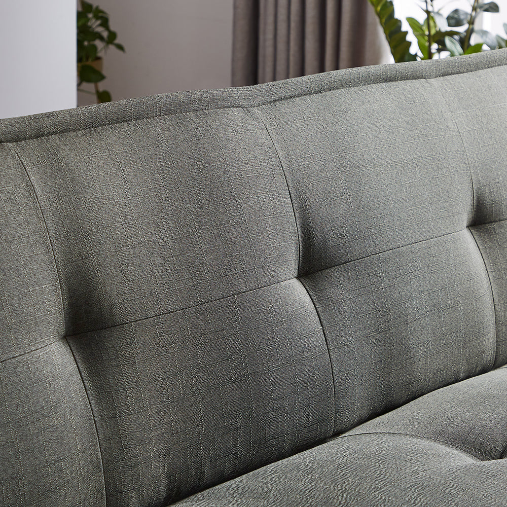 Modern Fabric Futon Sofa Bed , Convertible Folding Futon Sofa Bed Sleeper for Home Living Room .（Light Grey ）