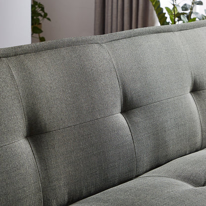 Modern Fabric Futon Sofa Bed , Convertible Folding Futon Sofa Bed Sleeper for Home Living Room .（Light Grey ）