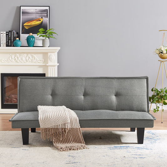 Modern Fabric Futon Sofa Bed , Convertible Folding Futon Sofa Bed Sleeper for Home Living Room .（Light Grey ）