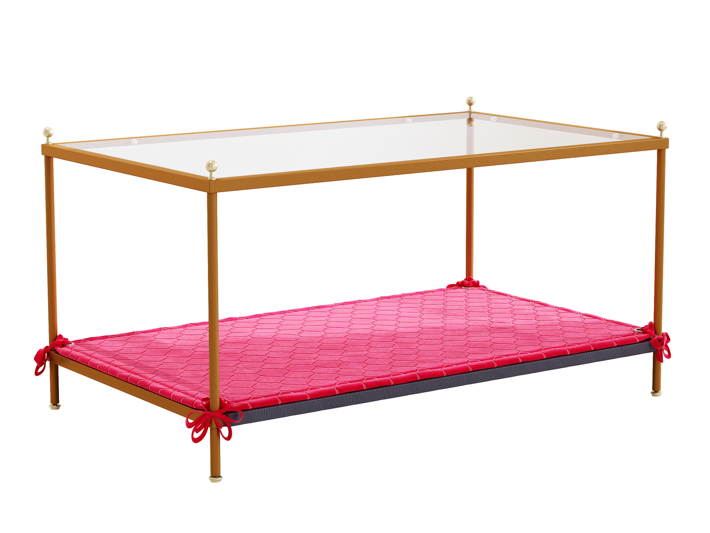 Coffee table share with pets tempered glass tabletop multi-function,rectangle Modern minimalist creative metal coffee table,gold environmental protection powder spraying metal tea table easy assembly