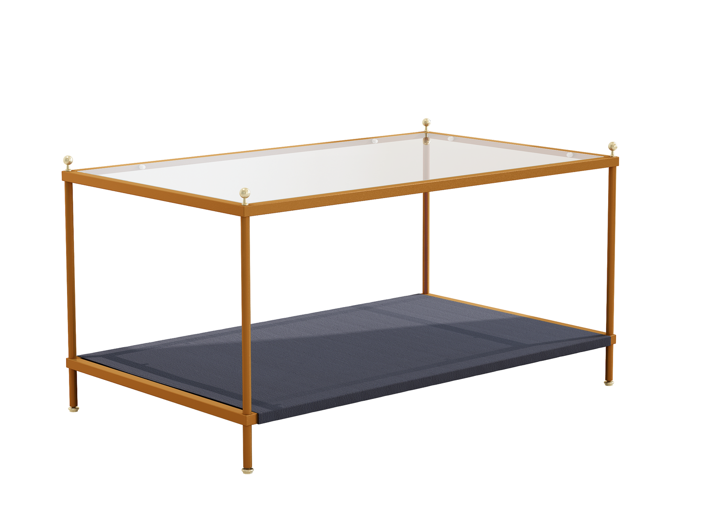 Coffee table share with pets tempered glass tabletop multi-function,rectangle Modern minimalist creative metal coffee table,gold environmental protection powder spraying metal tea table easy assembly