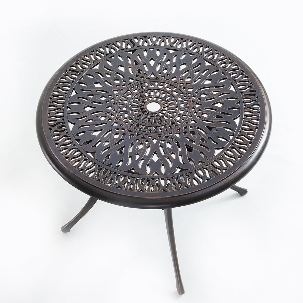 Upland Elizabeth Cast Aluminum Garden Furniture Chairs 5 Pcs Set with Cushions  -Bronze