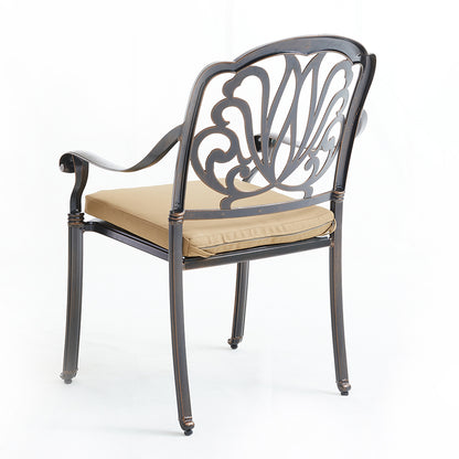 Upland Elizabeth Cast Aluminum Garden Furniture Chairs 5 Pcs Set with Cushions  -Bronze