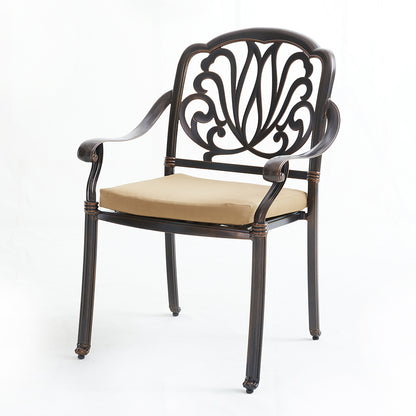 Upland Elizabeth Cast Aluminum Garden Furniture Chairs 5 Pcs Set with Cushions  -Bronze