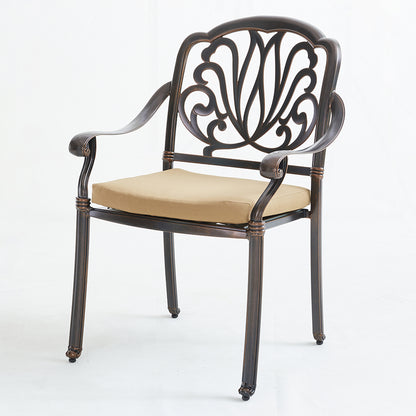 Upland Elizabeth Cast Aluminum Garden Furniture Chairs 5 Pcs Set with Cushions  -Bronze