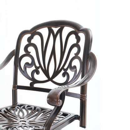 Upland Elizabeth Cast Aluminum Garden Furniture Chairs 5 Pcs Set with Cushions  -Bronze