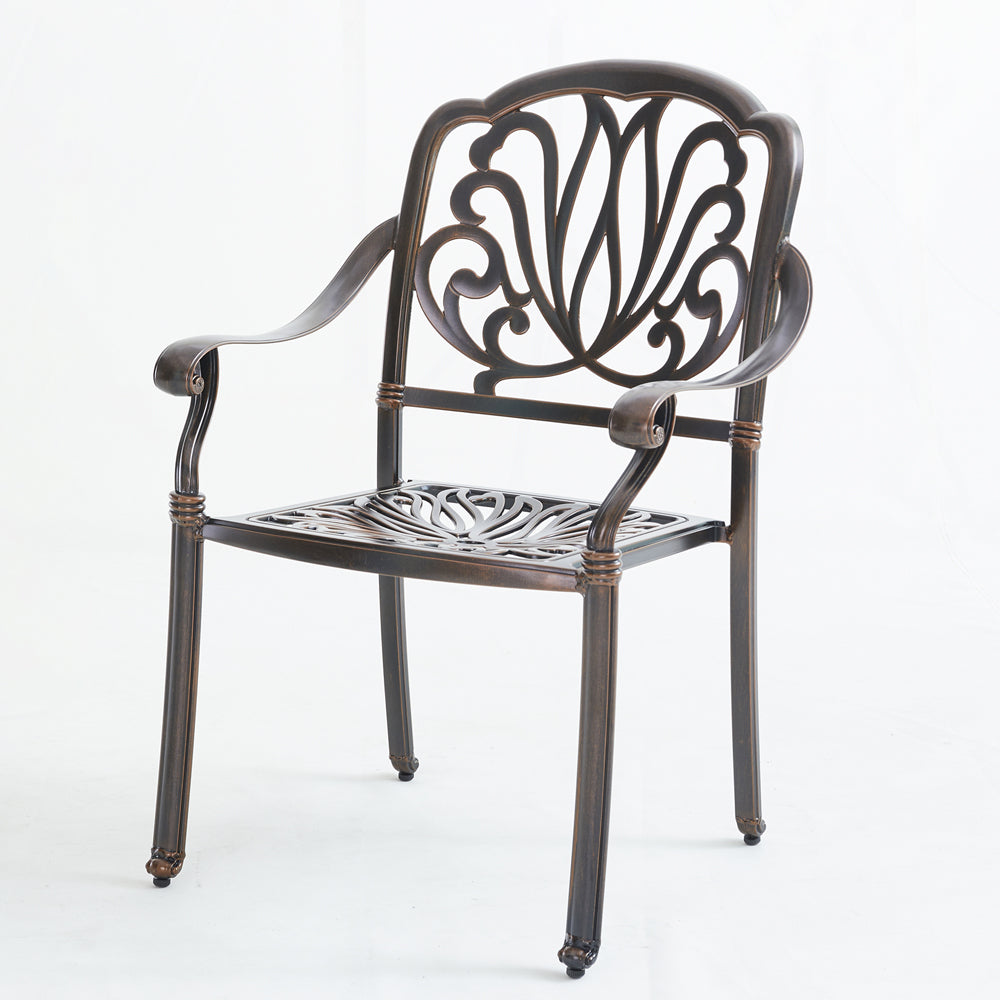 Upland Elizabeth Cast Aluminum Garden Furniture Chairs 5 Pcs Set with Cushions  -Bronze